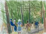 Au parc by Edmond Heuzé, Pastel signé en bas à droite, sold Oct 2024