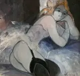 La danseuse allongée by Camille Hilaire, Aquarelle et gouache signée en bas à droite, sold Oct 2024