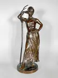 La faneuse by Alfred Boucher, Epreuve en bronze à patine brun nuancé, sold Oct 2024