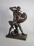 Thésée combattant le Minotaure (seconde version) by Antoine-Louis Barye, Epreuve en bronze à très belle patine brun nuancé, sold Oct 2024