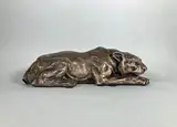 Tigre allongé by Henri Payen, Epreuve en bronze à patine argentée, sold Oct 2024
