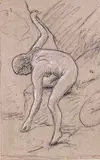 Femme se baissant by Pierre Puvis de Chavannes, Crayon sur papier, sold Jun 2024
