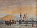 Voiliers le long des côtes by Antoine Désiré Héroult, 1843, Aquarelle sur papier signé et daté en bas à droite, sold Jun 2024
