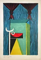 Composition au taureau by Óscar Domínguez, Lithographie signée en bas à gauche et justifiée II/LX en bas à droite, sold Jun 2024