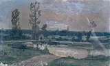 Au bord de l'étang by Henri Harpignies, 1880, Aquarelle signée et datée en bas à gauche, sold May 2024