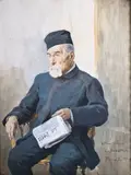 Le lecteur du Petit Journal by Louis Sabattier, 1898, Gouache avec envoi à l'ami Meyer, sold May 2024