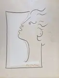 Profil d'homme by Jean Cocteau, 1959, Crayon gras et encre sur papier découpé signé et daté en bas à droite, sold May 2024