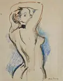 Nu de trois-quarts dos by André Planson, Gouache et pastel signé en bas à droite, sold May 2024