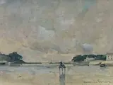 Paysage animé by Henry Maurice Cahours, Aquarelle signée en bas à droite, sold May 2024