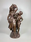 Les vendanges by Mathurin Moreau, Epreuve en bronze à patine brun nuancé, sold May 2024
