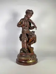 Lulli by Henry Étienne Dumaige, 1898, Epreuve en bronze à patine brun rouge nuancé, sold May 2024