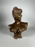 Jeune femme au ruban by Georges Van der Straeten, Epreuve en bronze signée au dos, sold May 2024