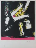 Personnage by Jean Rustin, Lithographie en couleur signée en bas à droite et numérotée, sold Nov 2018