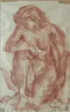 Femme nue agenouillé by Mania Mavro, Sanguine signée et datée en bas à droite, sold Jun 2018