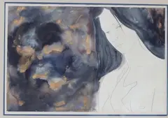 Jeune femme denudée by Alain Bonnefoit, Aquarelle et mine de plomb signée et datée en bas au centre, sold Apr 2018