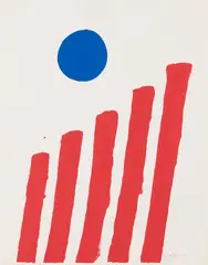 Red Stripes - New York by Jack Bush, 1965, screenprint on paper, sold Sep 2025