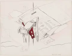 Still Life with Stapler by Ivan Eyre, graphite and coloured pencil on paper, sold Sep 2025