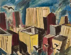 From the 22nd Floor by Jack Bush, 1945, oil on paperboard, sold Sep 2025