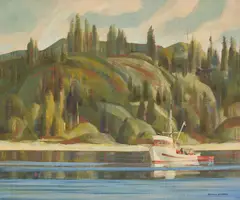 Near Aero, Queen Charlotte Islands, B.C. by Ronald Threlkeld Jackson, oil on canvas, sold Sep 2025