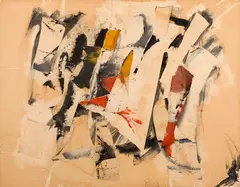 Inscape by Toni Onley, 1962, oil on paper collage on board, sold Sep 2025