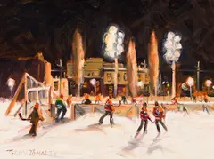 Samedi soir, St. Henri by Terry Tomalty, oil on canvas, sold Sep 2025
