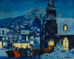 Christmas Eve Service by William Arthur Winter, 1948, oil on board, sold Sep 2025