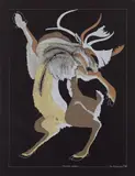 Yawning Caribou by Tim Pitsiulak, pastel on paper, sold Aug 2025