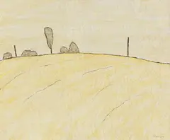 Landscape by Barker Fairley, 1974, oil on board, sold Aug 2025