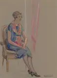 Seated Lady by W. P. Weston, pencil and watercolour on paper, sold Aug 2025
