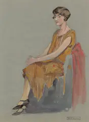 Seated Lady by W. P. Weston, graphite and watercolour on paper, sold Aug 2025