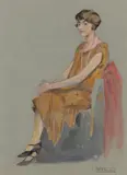 Seated Lady by W. P. Weston, graphite and watercolour on paper, sold Aug 2025