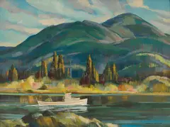 High Tide, River Mouth by Ronald Threlkeld Jackson, oil on board, sold Aug 2025