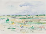 Landscape by Dorothy Knowles, 1974, watercolour on paper, sold Aug 2025