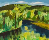 Picanoc River, P.Q. by Henri Leopold Masson, 1946, oil on canvas, sold Aug 2025