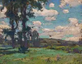 Summer Landscape by Marc-Aurèle de Foy Suzor-Coté, 1915, oil on paperboard, sold Jul 2025