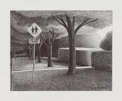 Do Not Pass by Ross Penhall, 1999, graphite on paper, sold Jul 2025