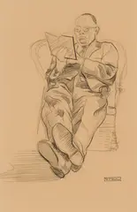 Portrait of a Man Reading by W. P. Weston, graphite on paper, sold Jul 2025