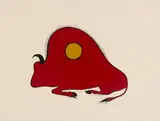 Red Buffalo by Benjamin Chee Chee, 1974, acrylic on paper, sold Jul 2025