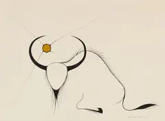 Buffalo by Benjamin Chee Chee, 1974, acrylic on paper, sold Jul 2025