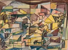 Town by Fritz Brandtner, watercolour on paper, sold Jul 2025