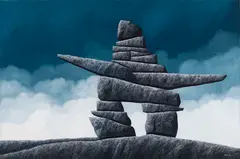 Inukshuk by Ken Kirkby, oil on canvas, sold Jul 2025