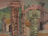 Mysterious Village by Nell Mary Bradshaw, oil on board, sold Jun 2025