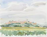 Umbria by Doris Jean McCarthy, 1984, watercolour and ink on paper, sold Jun 2025