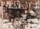 A Rock Façade with Cave by Jack Shadbolt, 1954, ink and watercolour on paper, sold Jun 2025