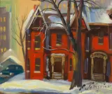 Rue Melville, Westmount by Armand Tatossian, oil on canvas board, sold Jun 2025