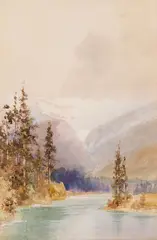 River in the Rockies by Frederic Marlett Bell-Smith, watercolour on paper on card, sold Jun 2025