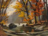 Fall Stream by Tom Keith Roberts, oil on board, sold Jun 2025