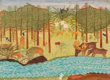 Animals by a River by William Panko, watercolour on paper, sold Jun 2025