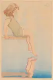 The Diving Board by Walter J. Phillips, woodblock print on paper, sold Jun 2025