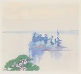 Cathcart's Island, Muskoka by Walter J. Phillips, colour woodcut on paper, sold Jun 2025